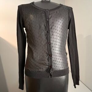 Rosemunde Copenhagen Sheer Front Cardigan XS Black Long Sleeve Dark Romantic